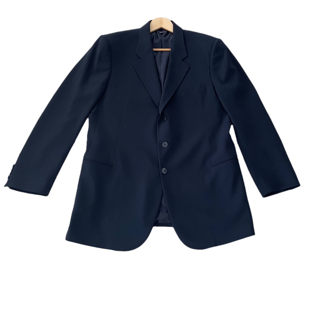 Giorgio Armani - Vintage Long Wool Blazer Size: 46 (XL) Color:Navy